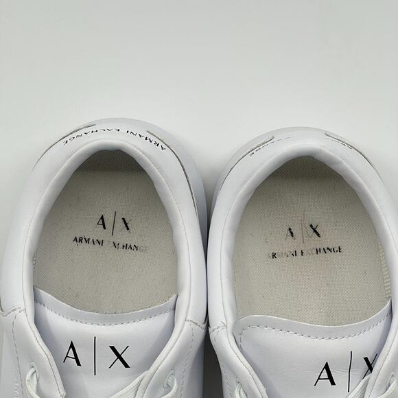 Armani Exchange AX White Leather Low Top Sneakers Men\'s 12 w/ Box